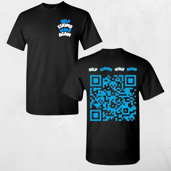 Help Eskimo Walk Again Unisex Gray Graphic Tee Front And Back Print - Picture 7 of 8